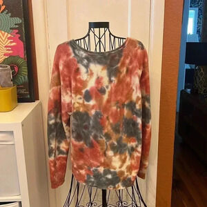 Lou & Grey Multicolor Tie-Dye Crew Neck Sweater
